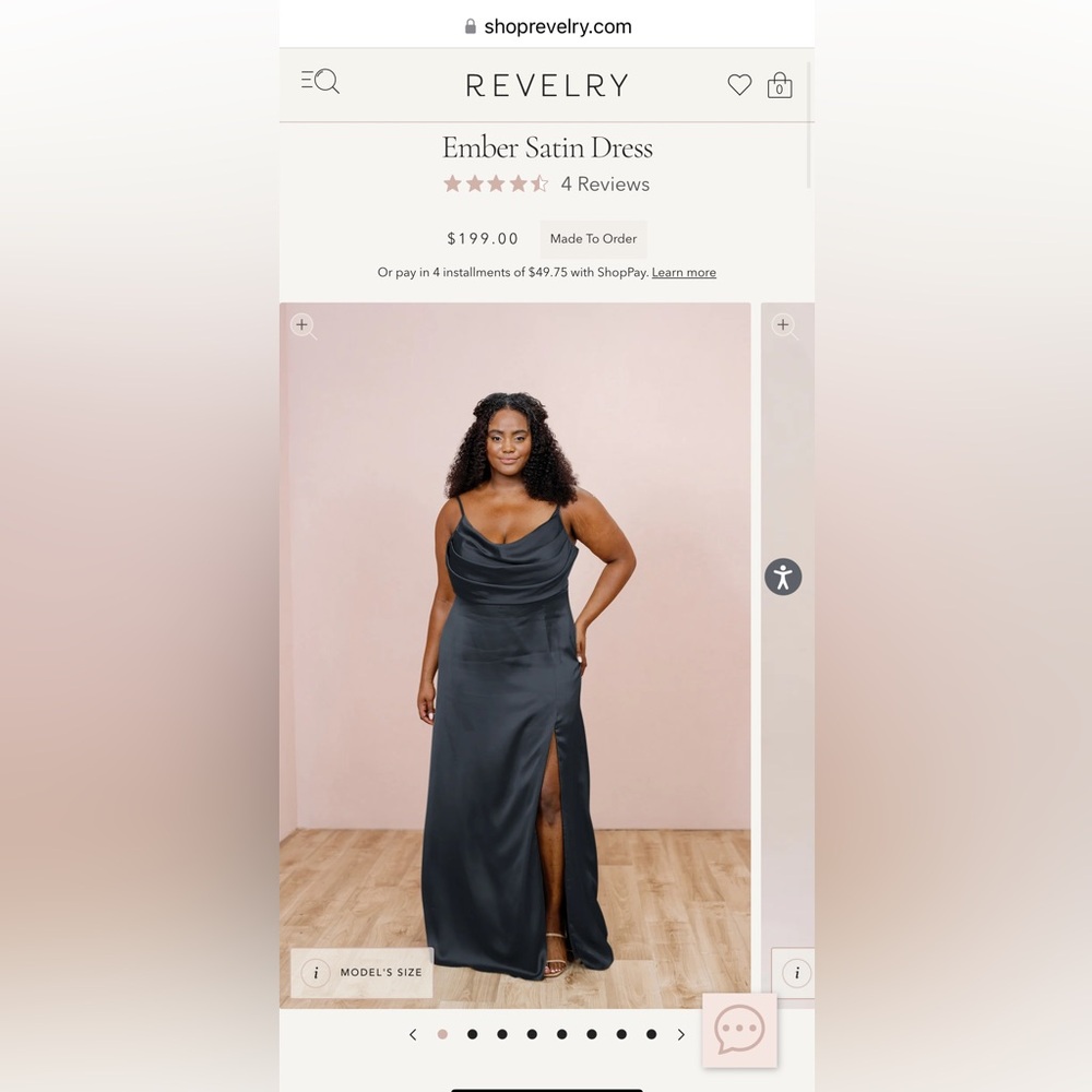 Ember black satin revelry bridesmaid dress